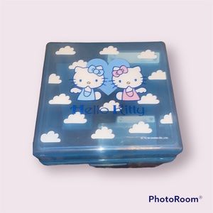 Vintage Sanrio Hello Kitty Blue Angel Wings Storage Case 1998 with 10 dividers